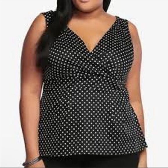 Torrid black and white polka dot peplum sleeveless blouse size 1 - Picture 1 of 5